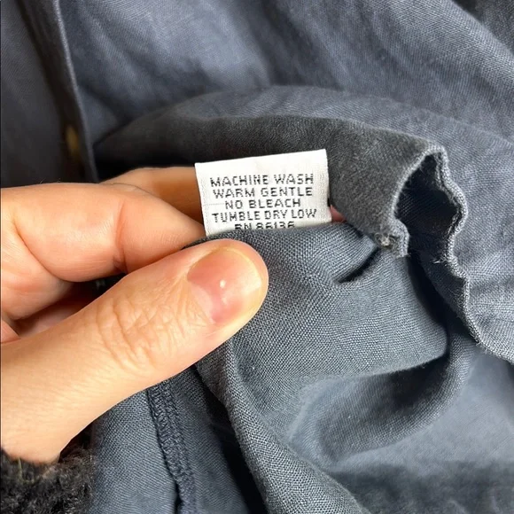 bryn Walker 100% linen Blue Casual Button Down Shirt - Picture 5 of 6